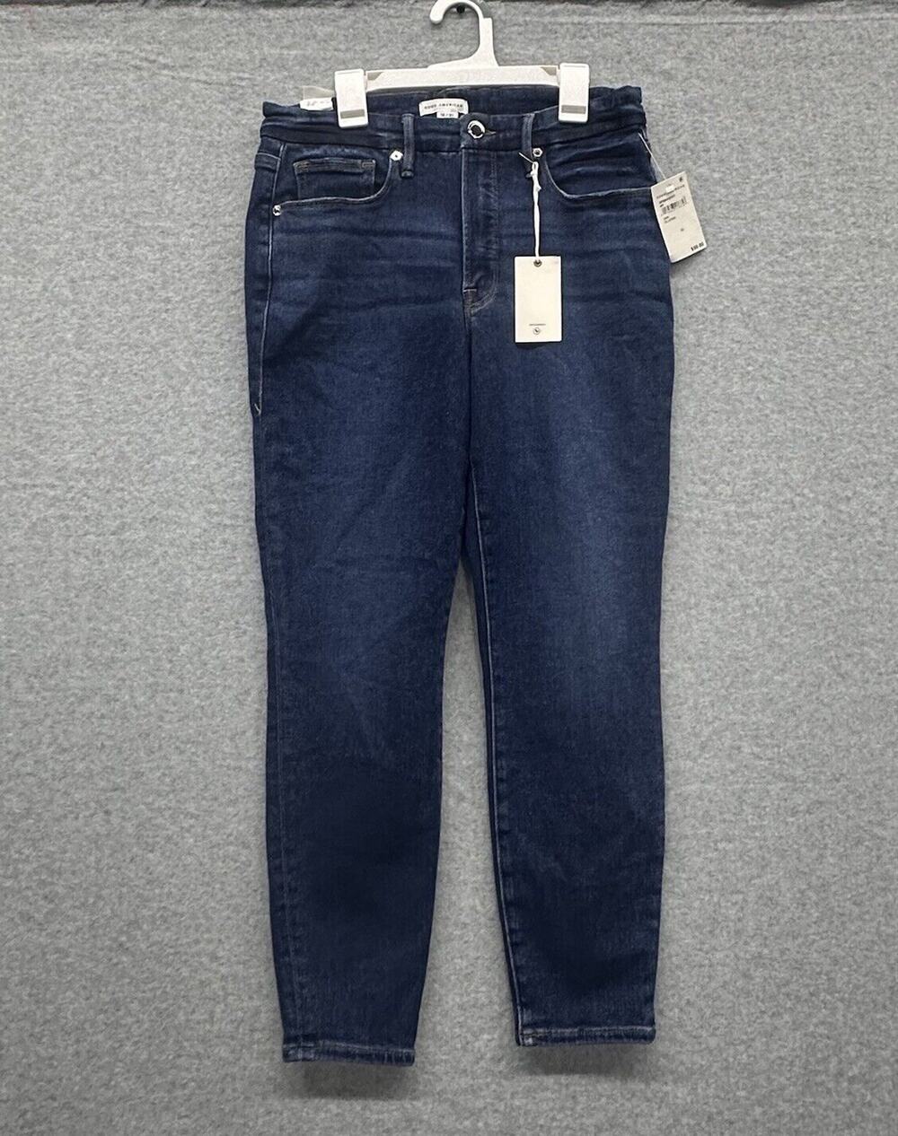 Good American Jeans Womens 12 GOOD PETITE SKINNY Blue GPSK419TFT Size 31 NWT
